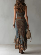 Savenora | Asymmetrisches Maxikleid mit Ethno-Print