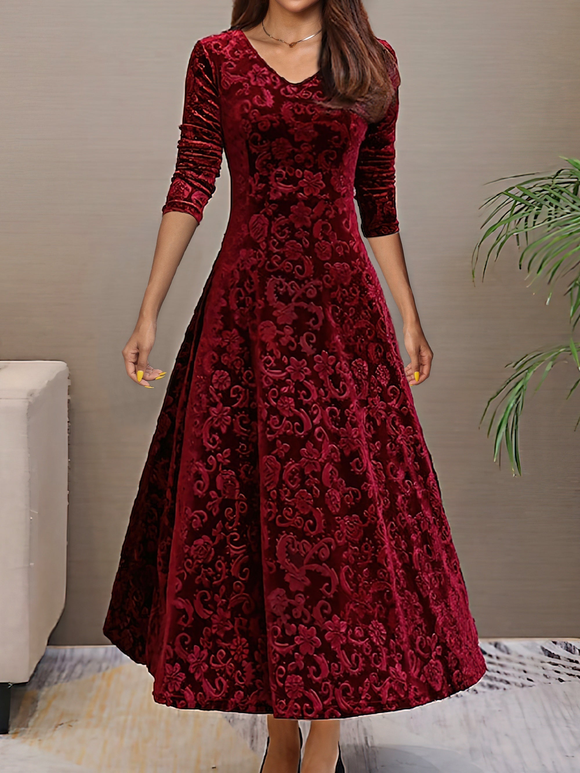 Anny™ - Elegantes Samtkleid mit V-Ausschnitt für festliche Anlässe