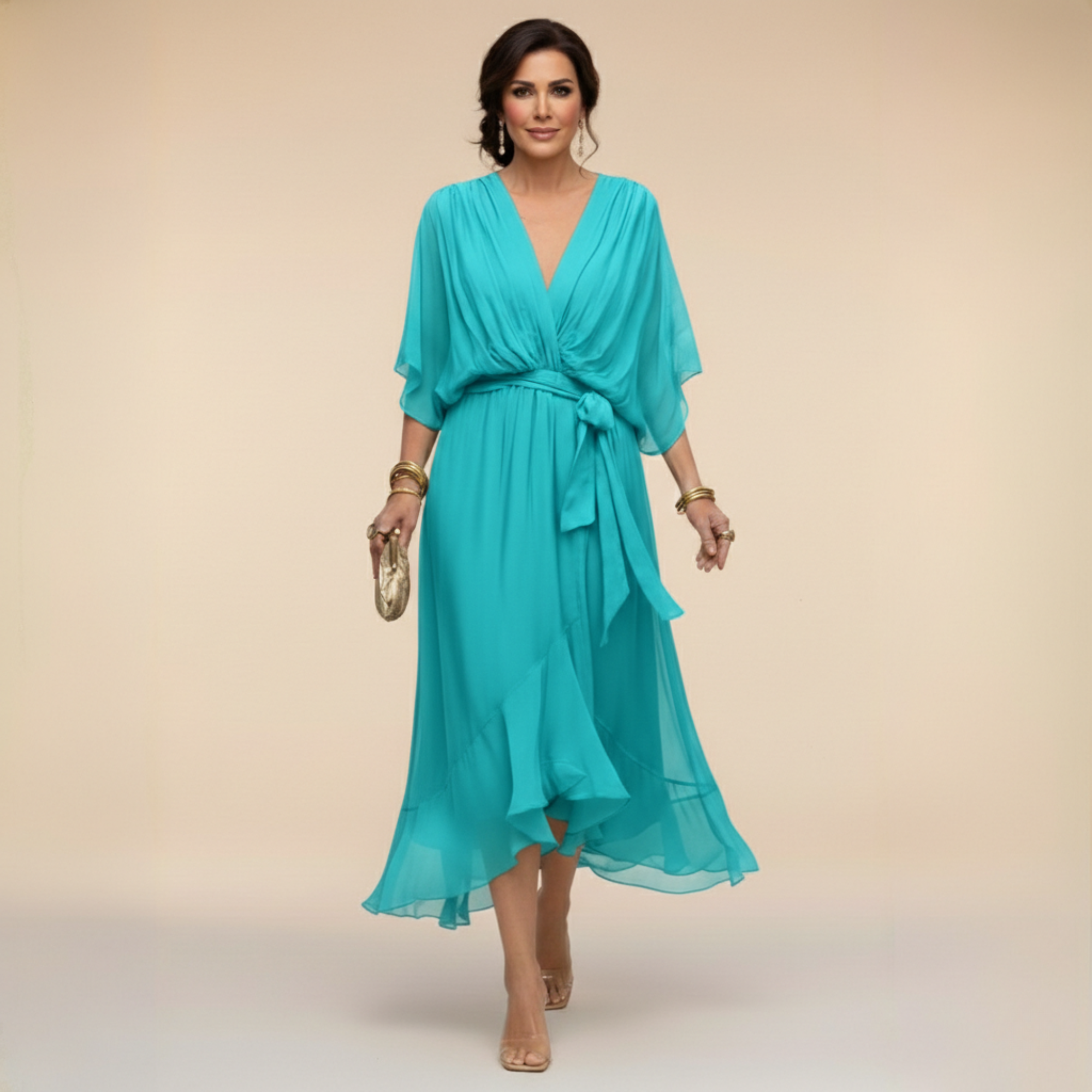 Savenora | Fließendes Midikleid mit V-Ausschnitt