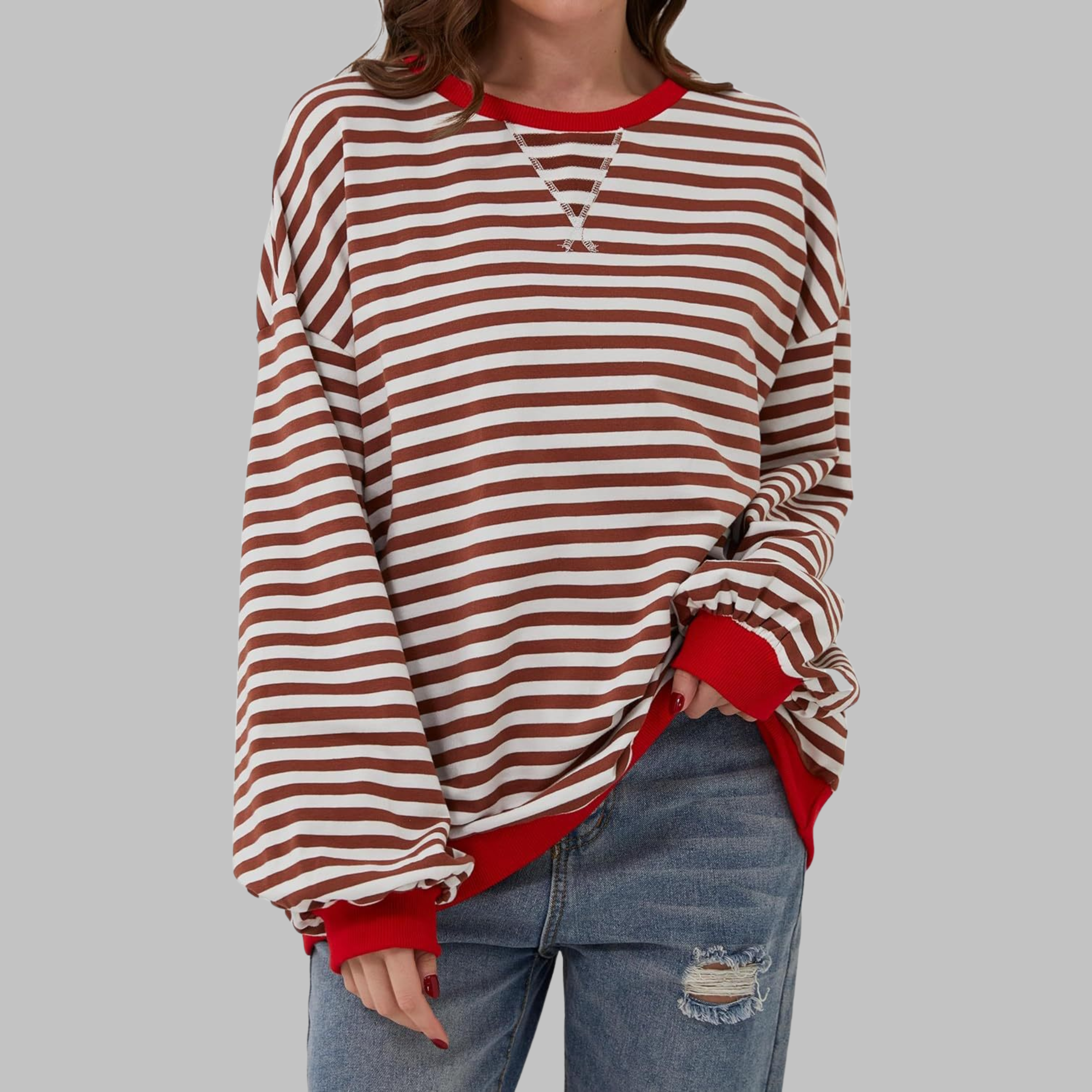 Savenora | Gestreiftes Langarm-Sweatshirt mit Rundhalsausschnitt