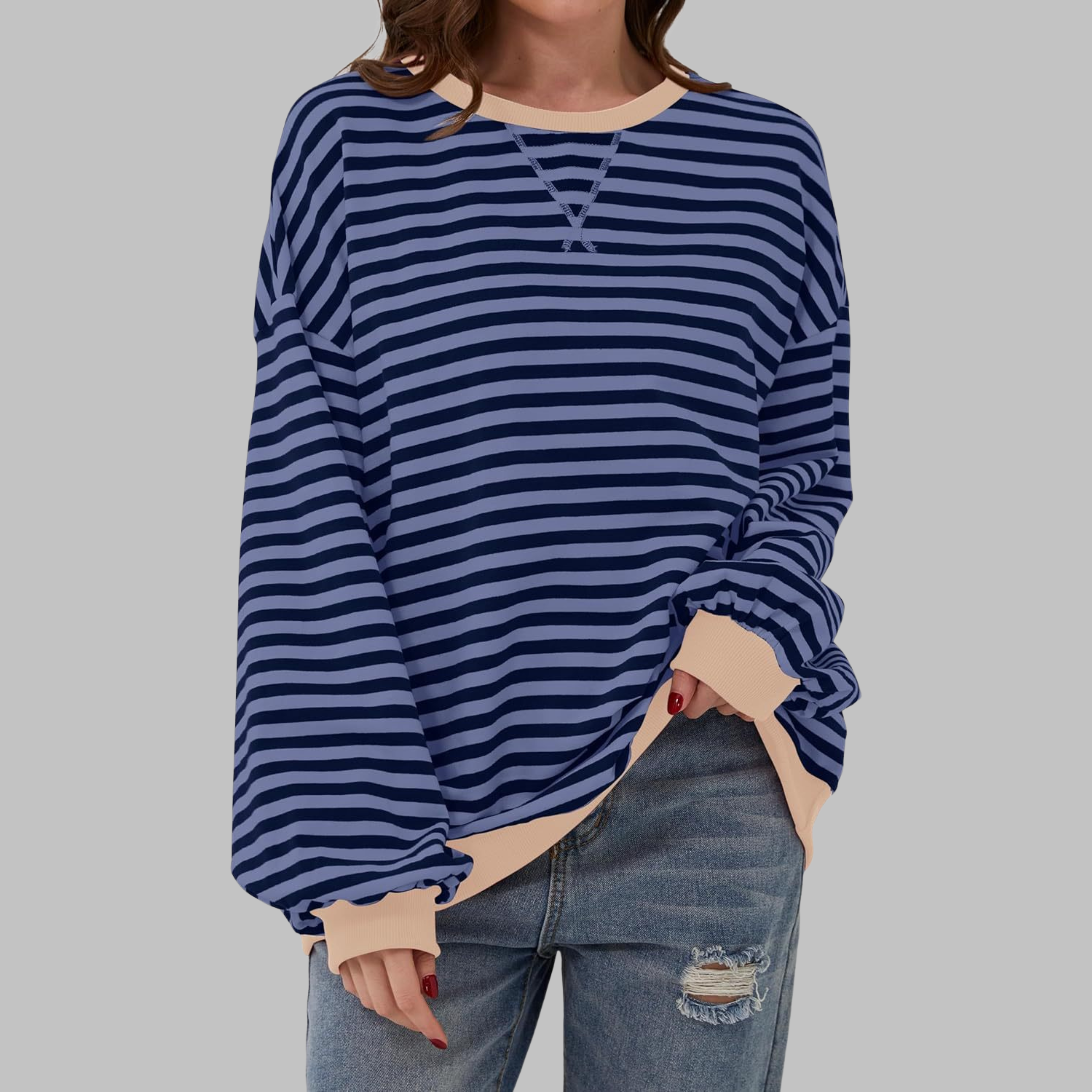 Savenora | Gestreiftes Langarm-Sweatshirt mit Rundhalsausschnitt