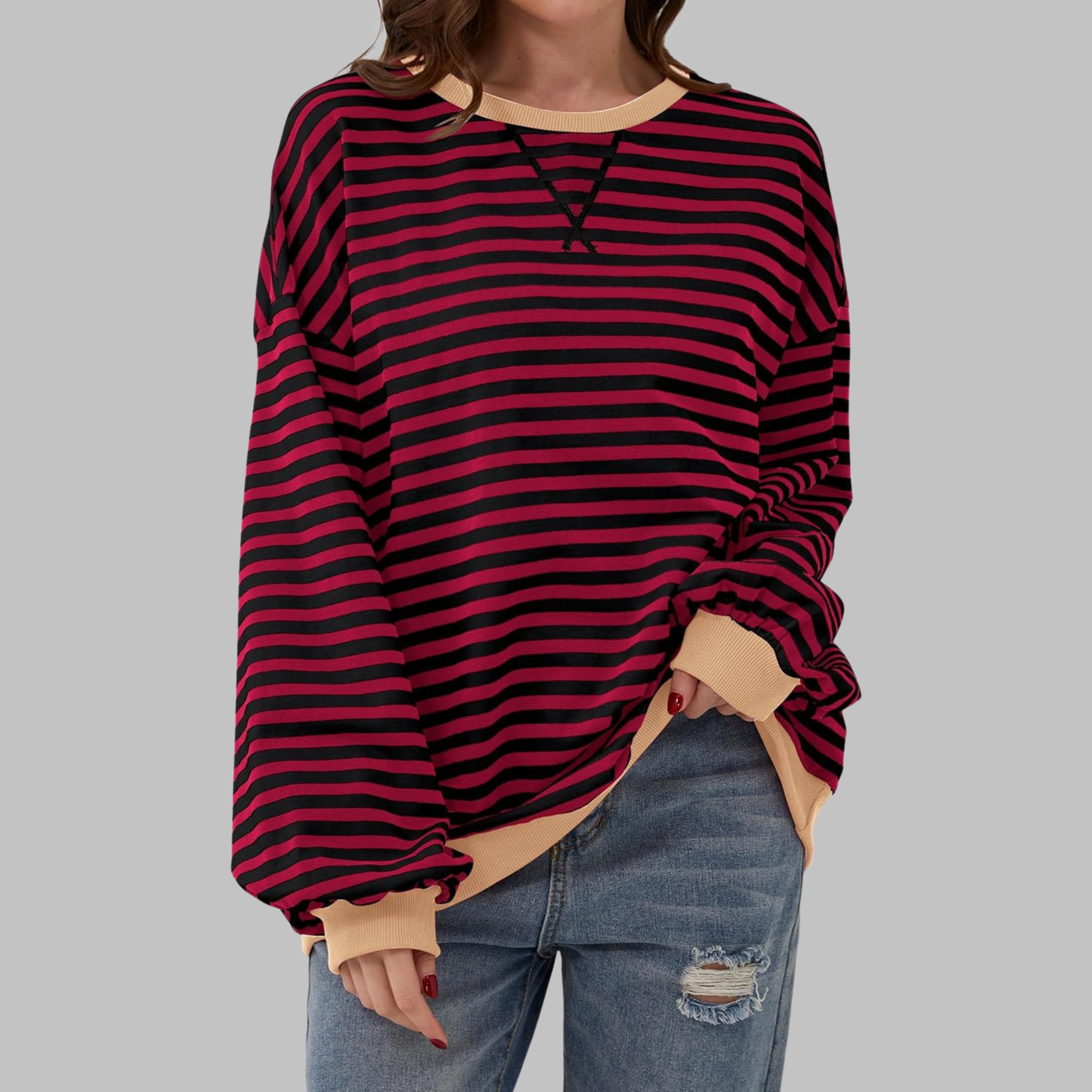Savenora | Gestreiftes Langarm-Sweatshirt mit Rundhalsausschnitt
