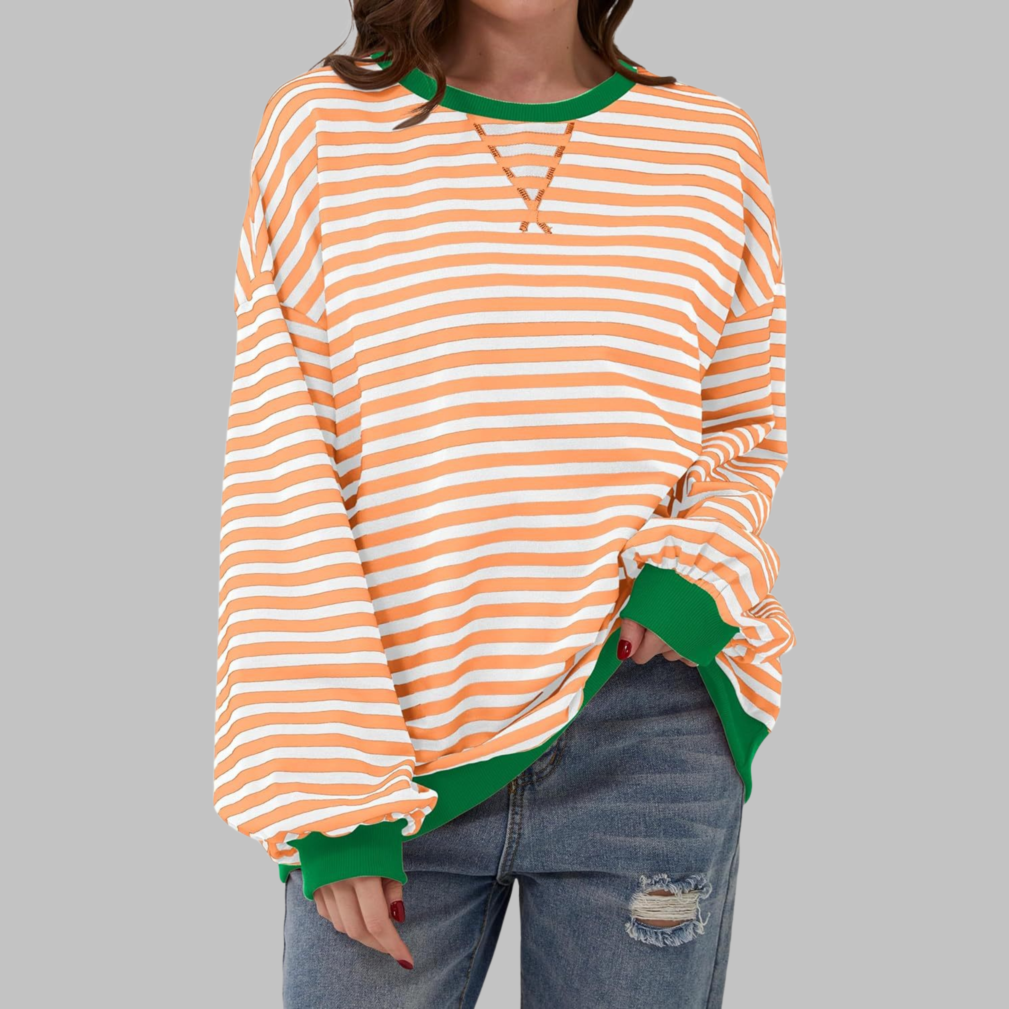 Savenora | Gestreiftes Langarm-Sweatshirt mit Rundhalsausschnitt