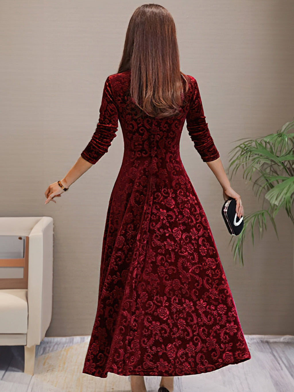 Anny™ - Elegantes Samtkleid mit V-Ausschnitt für festliche Anlässe