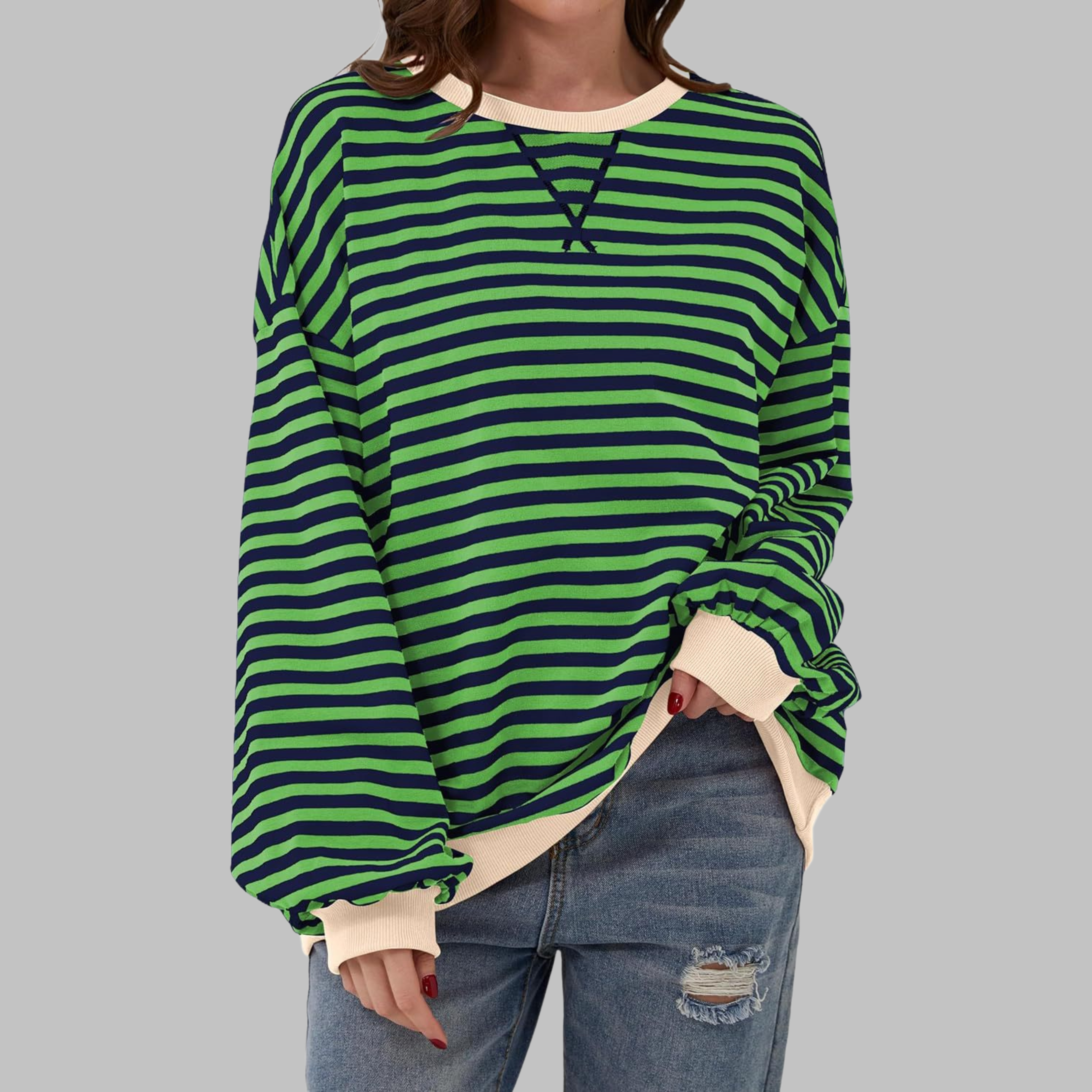 Savenora | Gestreiftes Langarm-Sweatshirt mit Rundhalsausschnitt