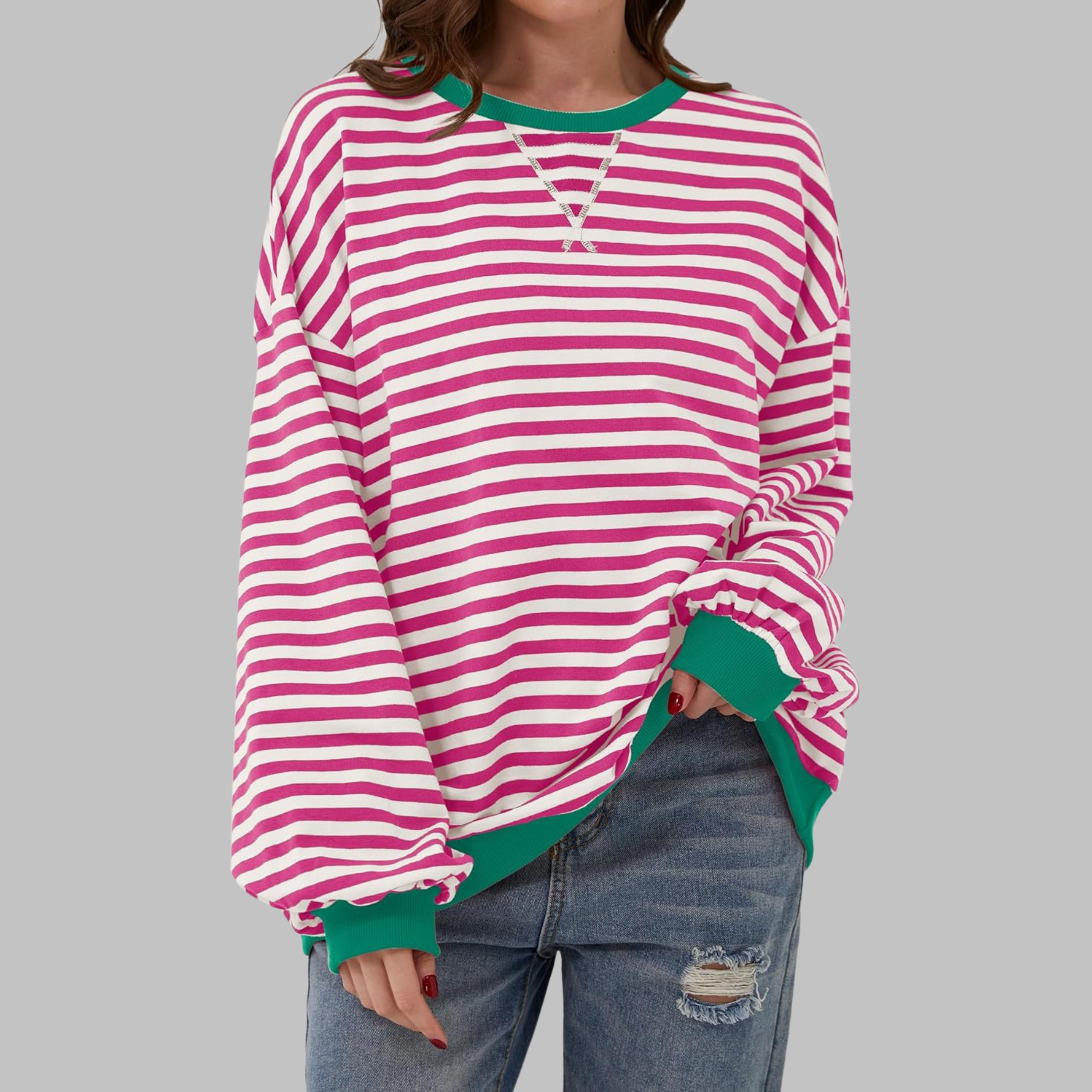 Savenora | Gestreiftes Langarm-Sweatshirt mit Rundhalsausschnitt