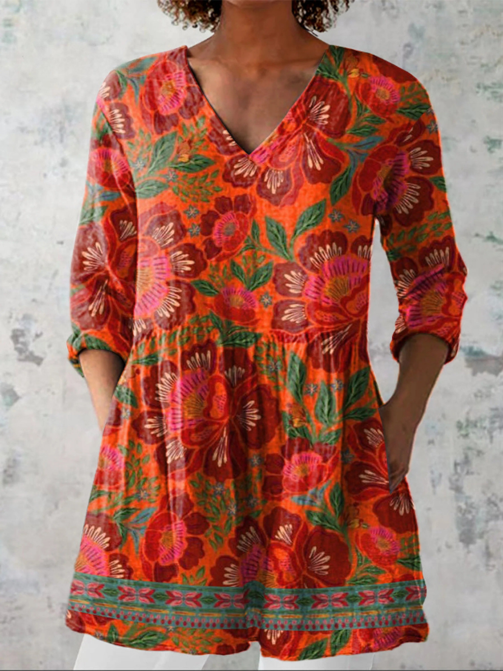 Savenora | Lange Bluse mit ausdrucksstarkem Muster