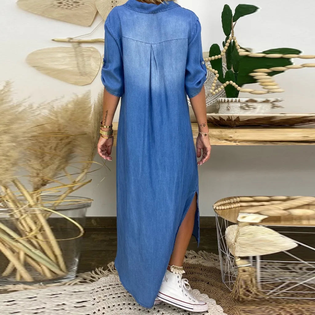 Andrea™ – Langes Jeanskleid mit Seitenschlitz