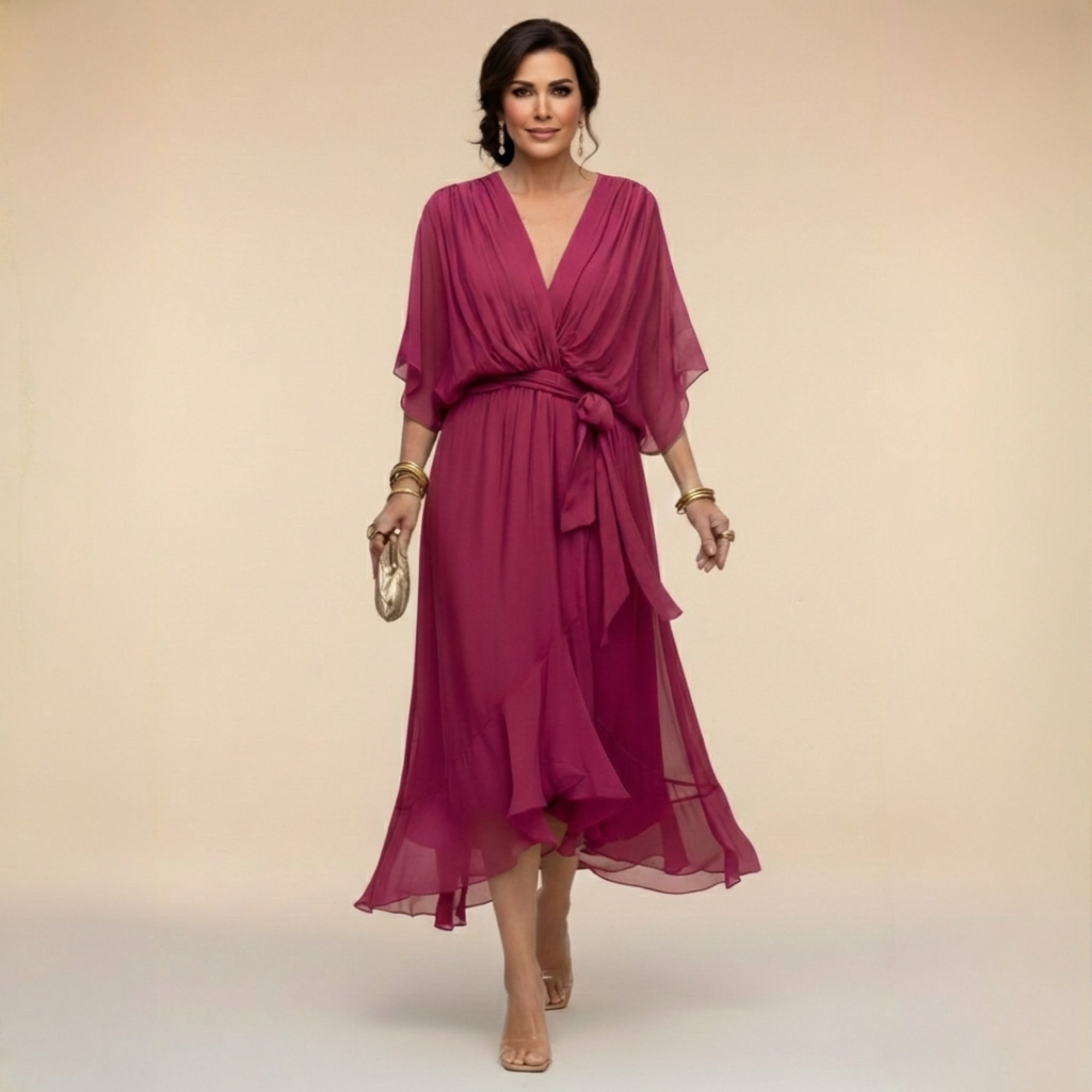 Savenora | Chiffonkleid mit V-Ausschnitt