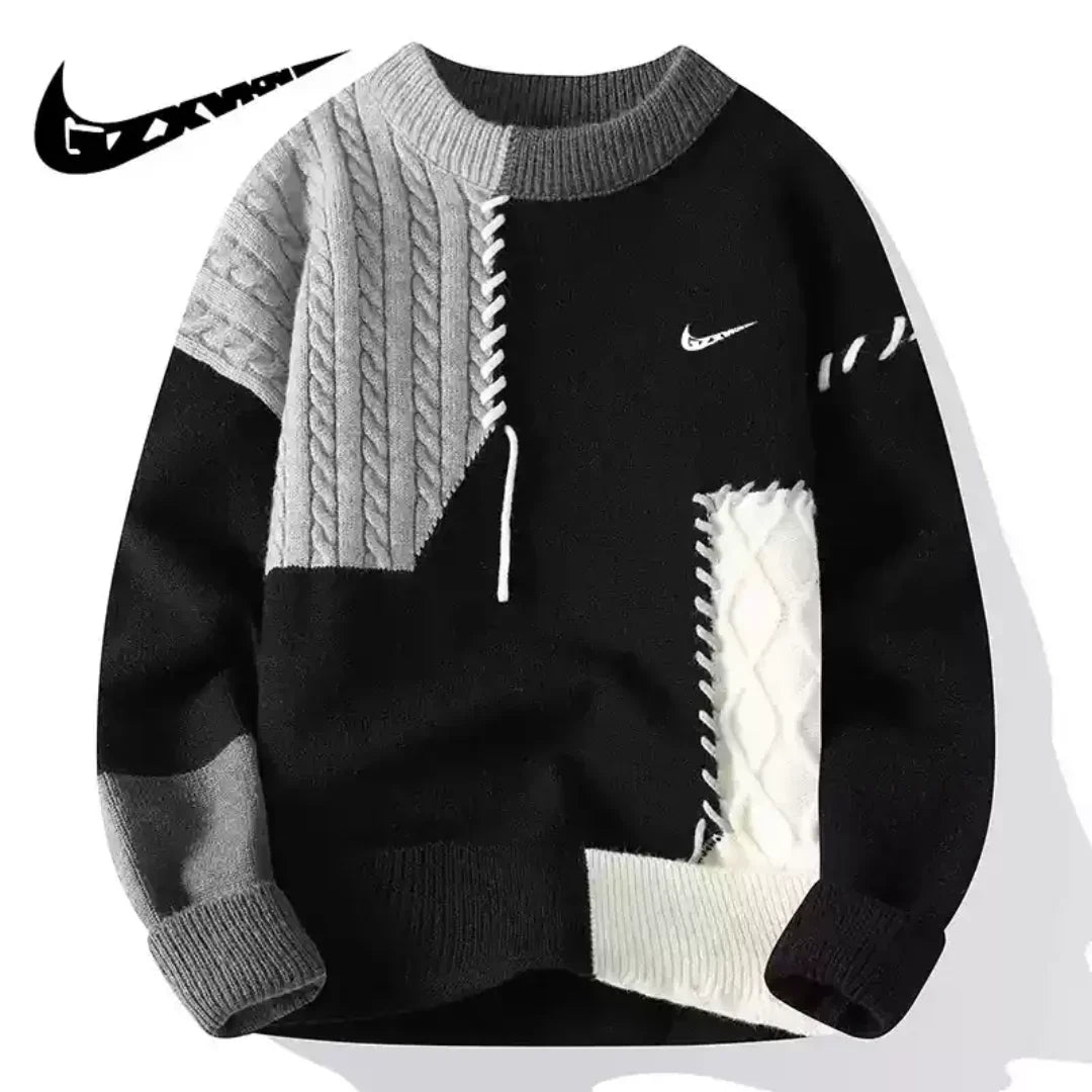 Patchwork Herren Strickpullover