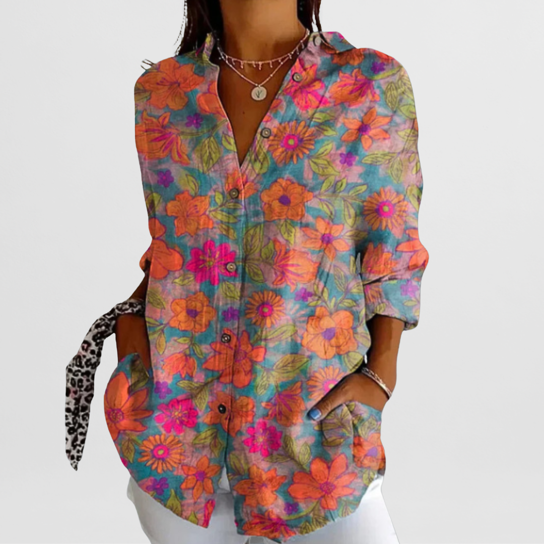 Hilda | Elegante Vintage-Bluse im floralen Design
