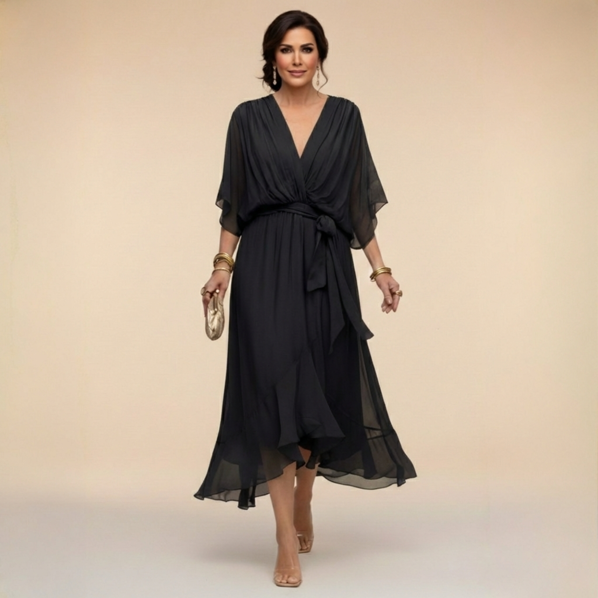 Savenora | Fließendes Midikleid mit V-Ausschnitt
