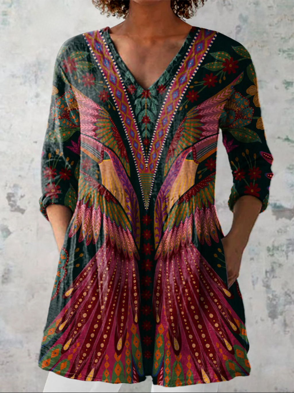 Savenora | Lange Bluse mit ausdrucksstarkem Muster