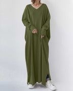 Serenya™ - Stilvolles Kleid mit langen Ärmeln und V-Ausschnitt
