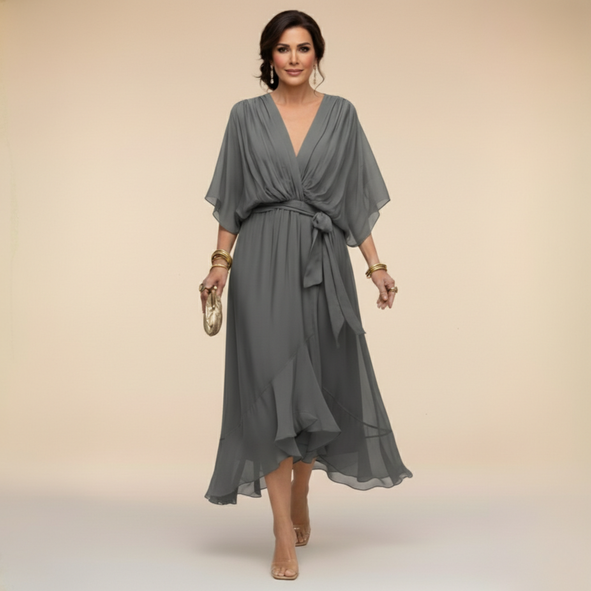 Savenora | Chiffonkleid mit V-Ausschnitt