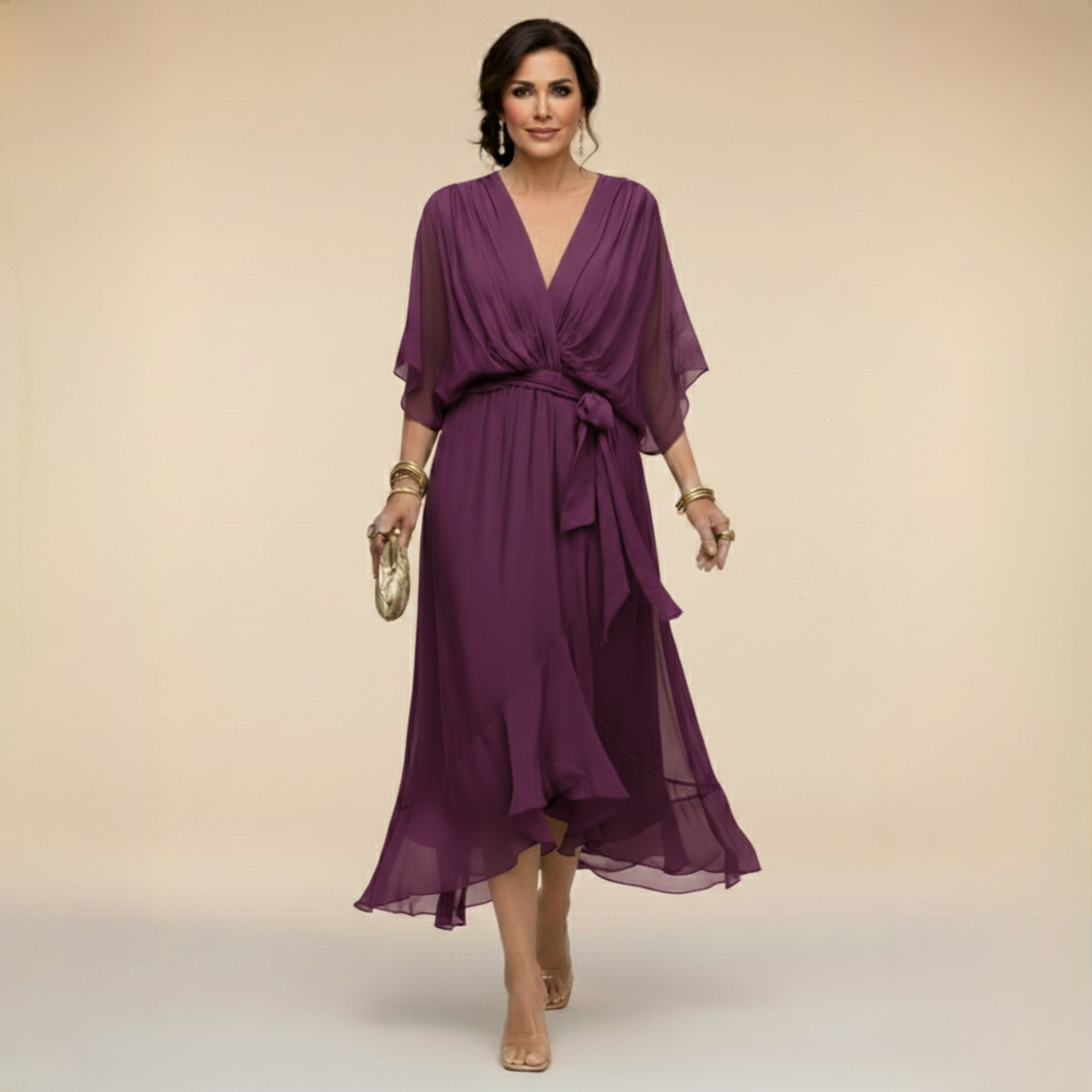 Savenora | Chiffonkleid mit V-Ausschnitt