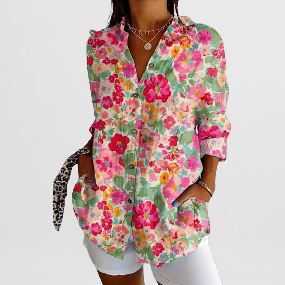 Hilda | Elegante Vintage-Bluse im floralen Design