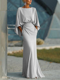 Clara | Elegantes V-Ausschnitt-Kleid mit Rückenfreischnitt und Ärmeln