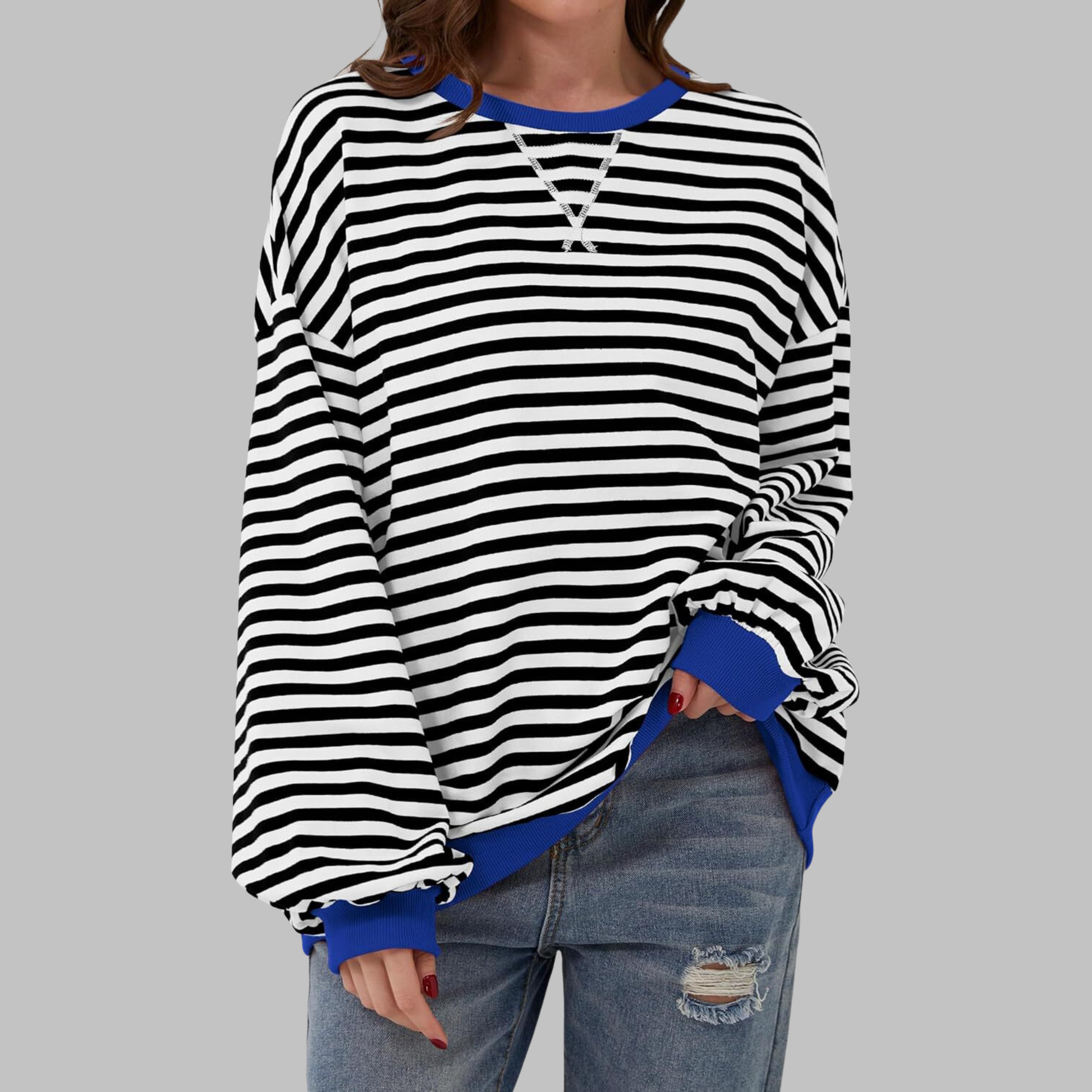 Savenora | Gestreiftes Langarm-Sweatshirt mit Rundhalsausschnitt