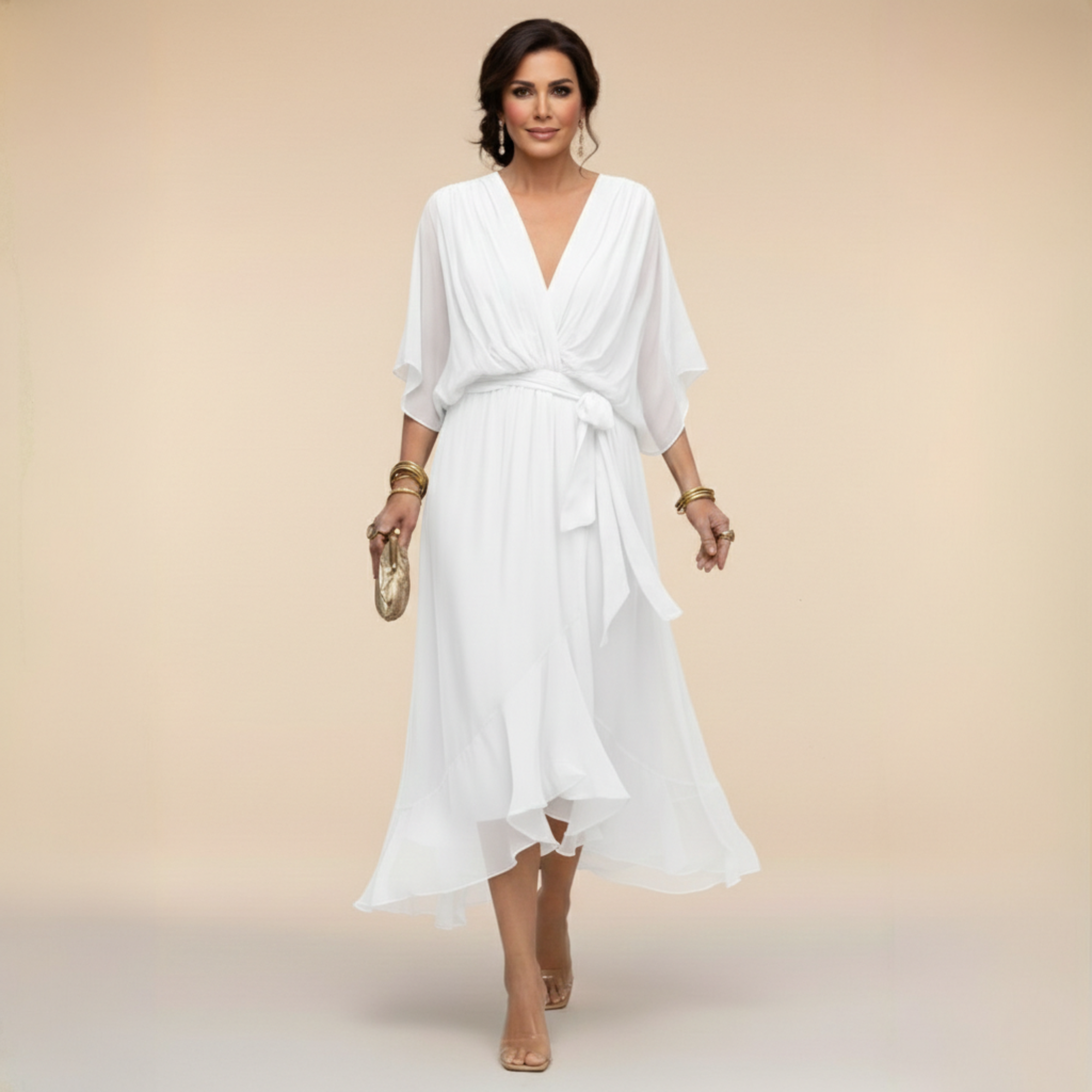 Savenora | Chiffonkleid mit V-Ausschnitt