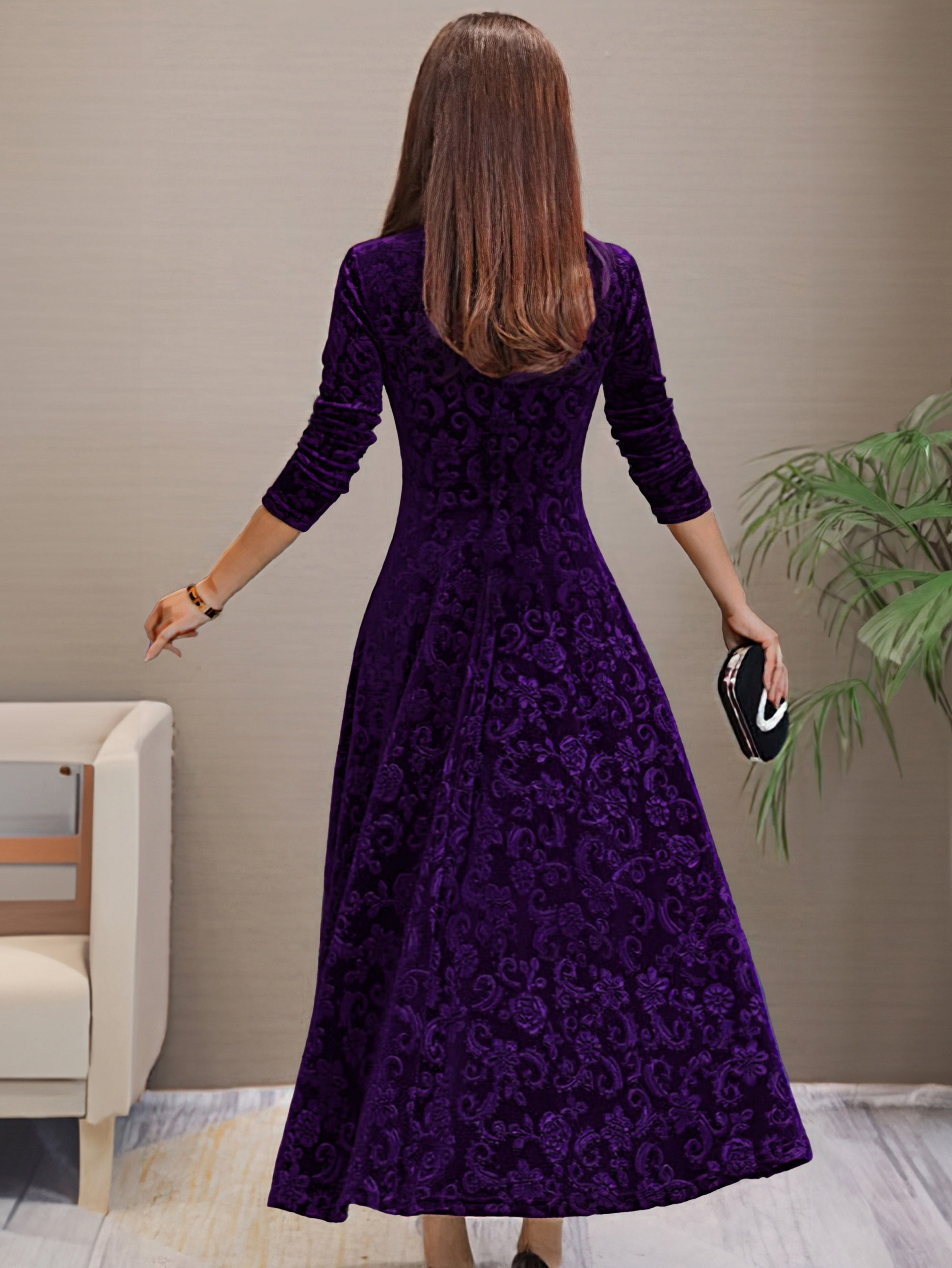 Anny™ - Elegantes Samtkleid mit V-Ausschnitt für festliche Anlässe