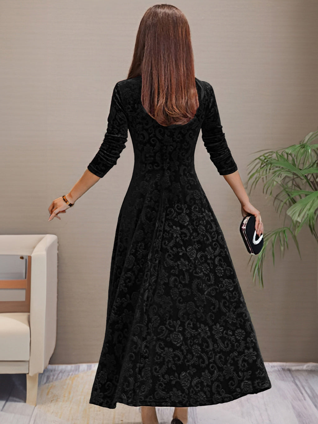 Anny™ - Elegantes Samtkleid mit V-Ausschnitt für festliche Anlässe