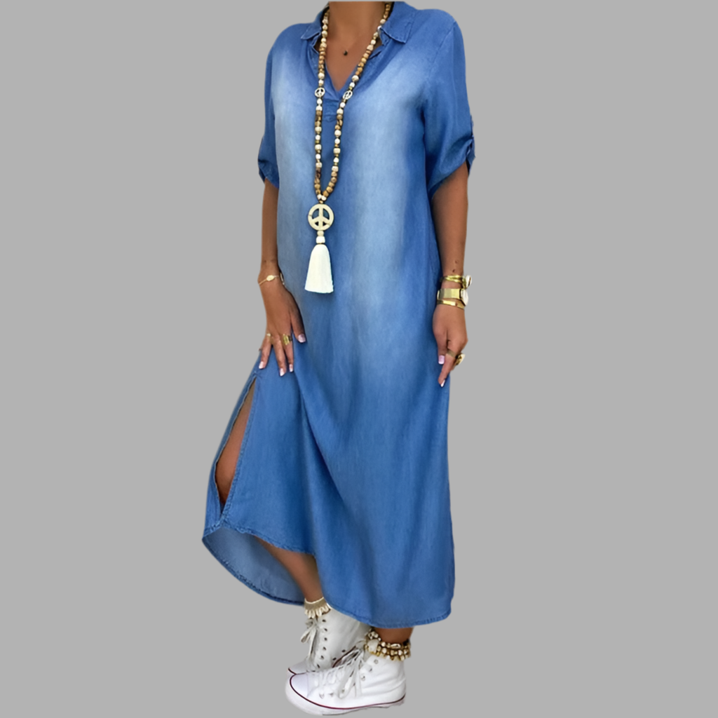 Andrea™ – Langes Jeanskleid mit Seitenschlitz
