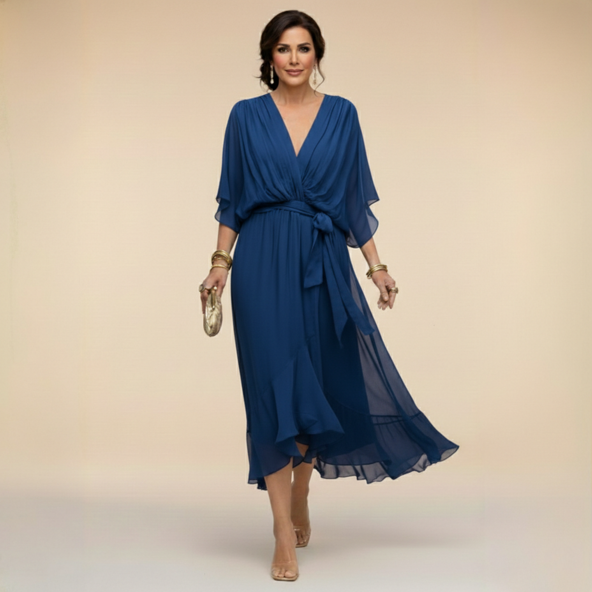 Savenora | Fließendes Midikleid mit V-Ausschnitt