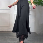 Sommerfeld | Elegante Weitbein-Hose mit Transparentem Spitzenakzent