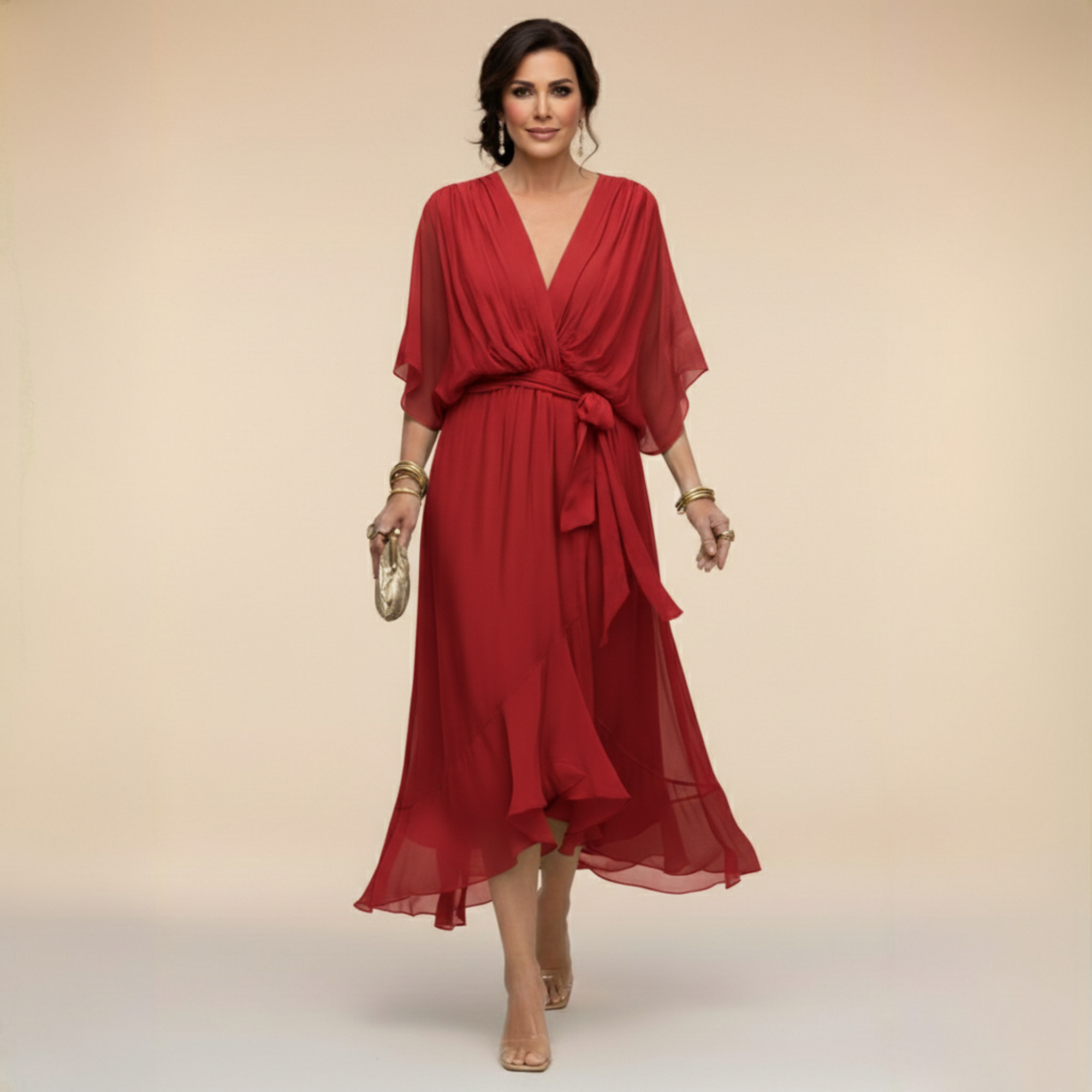 Savenora | Chiffonkleid mit V-Ausschnitt