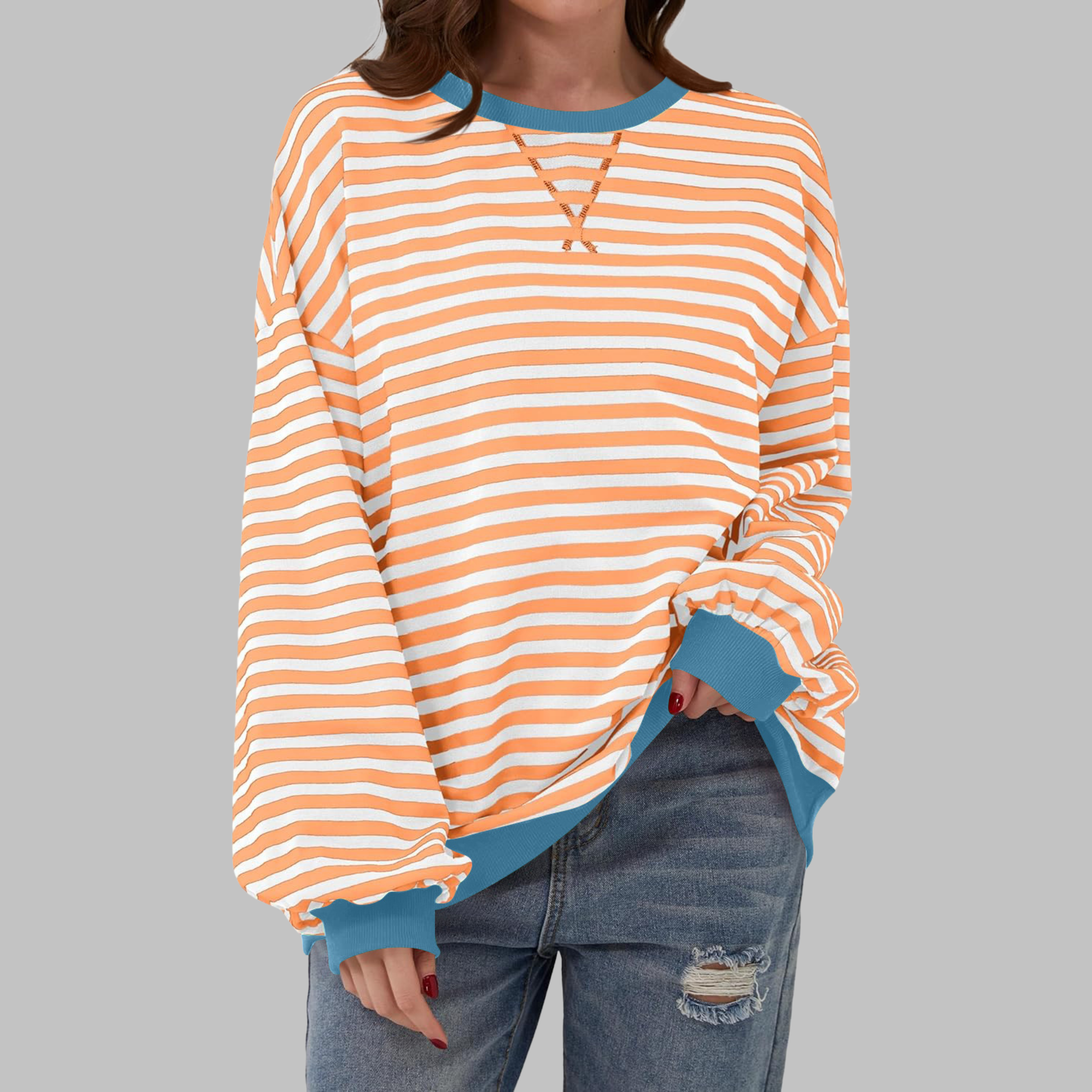 Savenora | Gestreiftes Langarm-Sweatshirt mit Rundhalsausschnitt