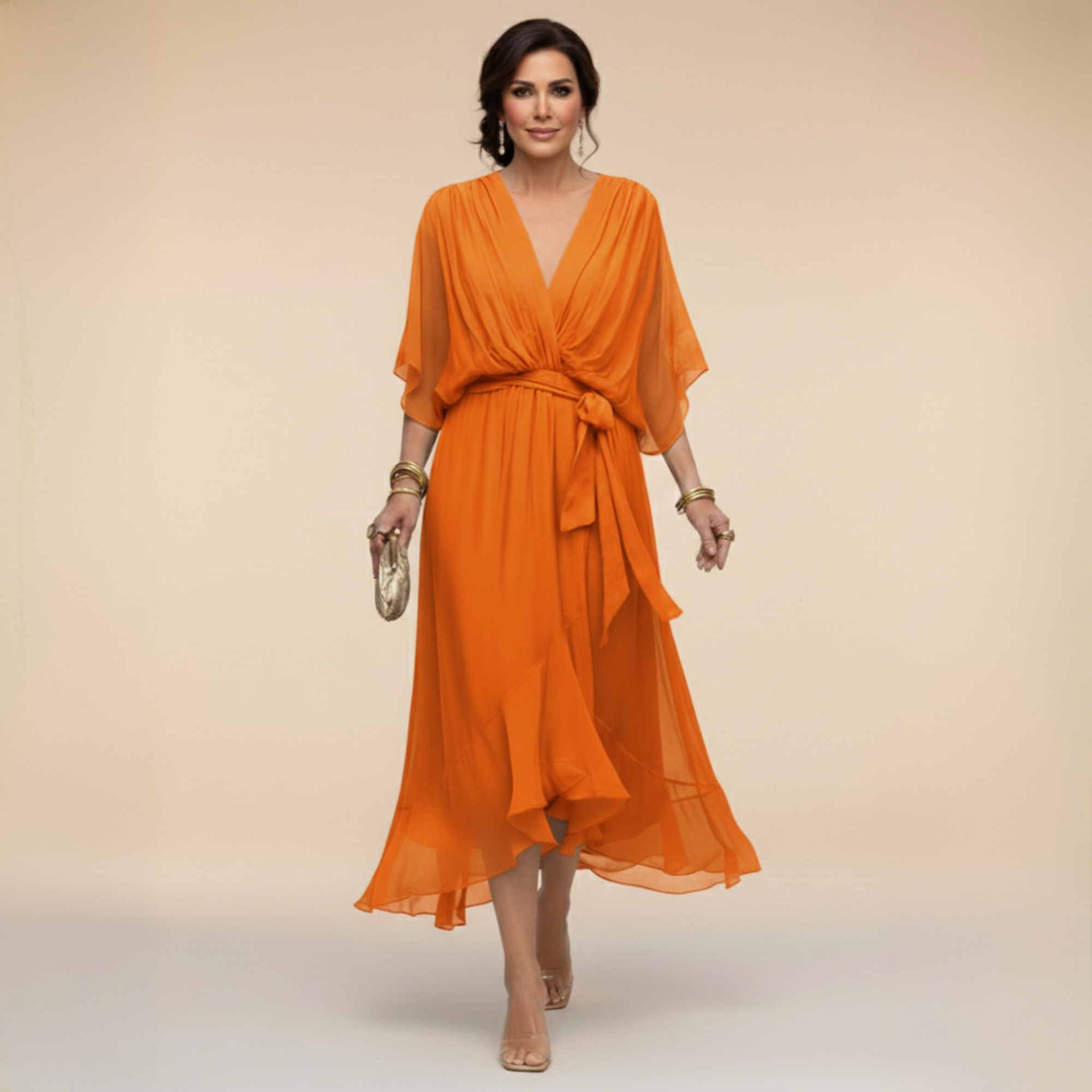 Savenora | Fließendes Midikleid mit V-Ausschnitt