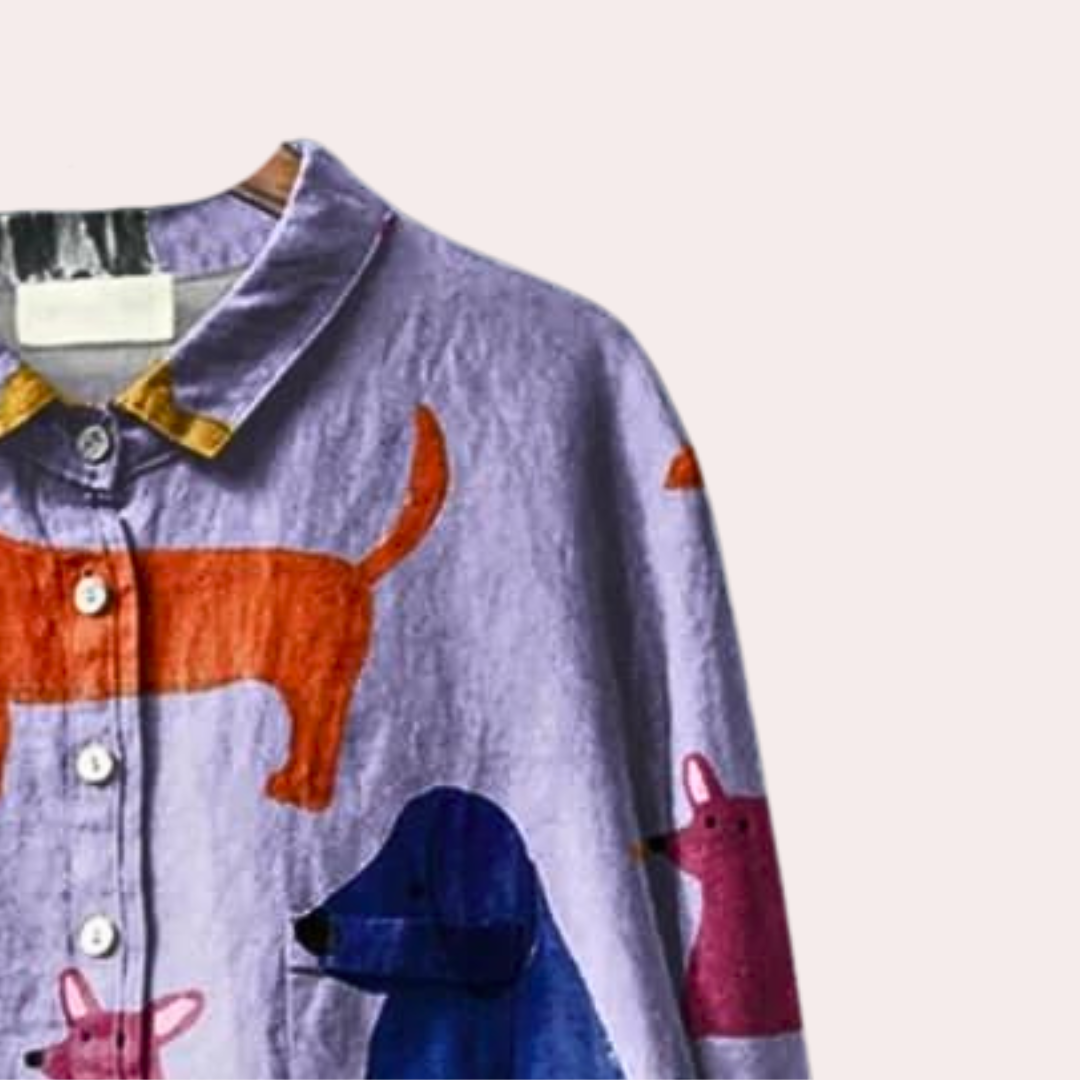 Sommerfeld | Lange Damenbluse mit charmantem Hunde-Muster