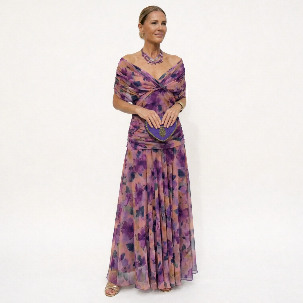 Velora™ | Langes V-Ausschnitt Floral Kleid
