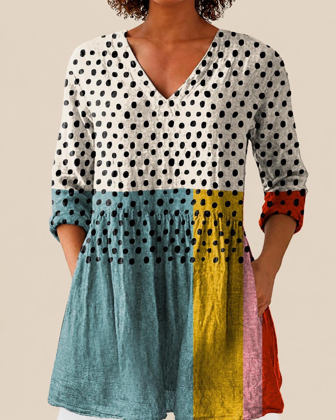 Savenora | Lange Bluse mit ausdrucksstarkem Muster