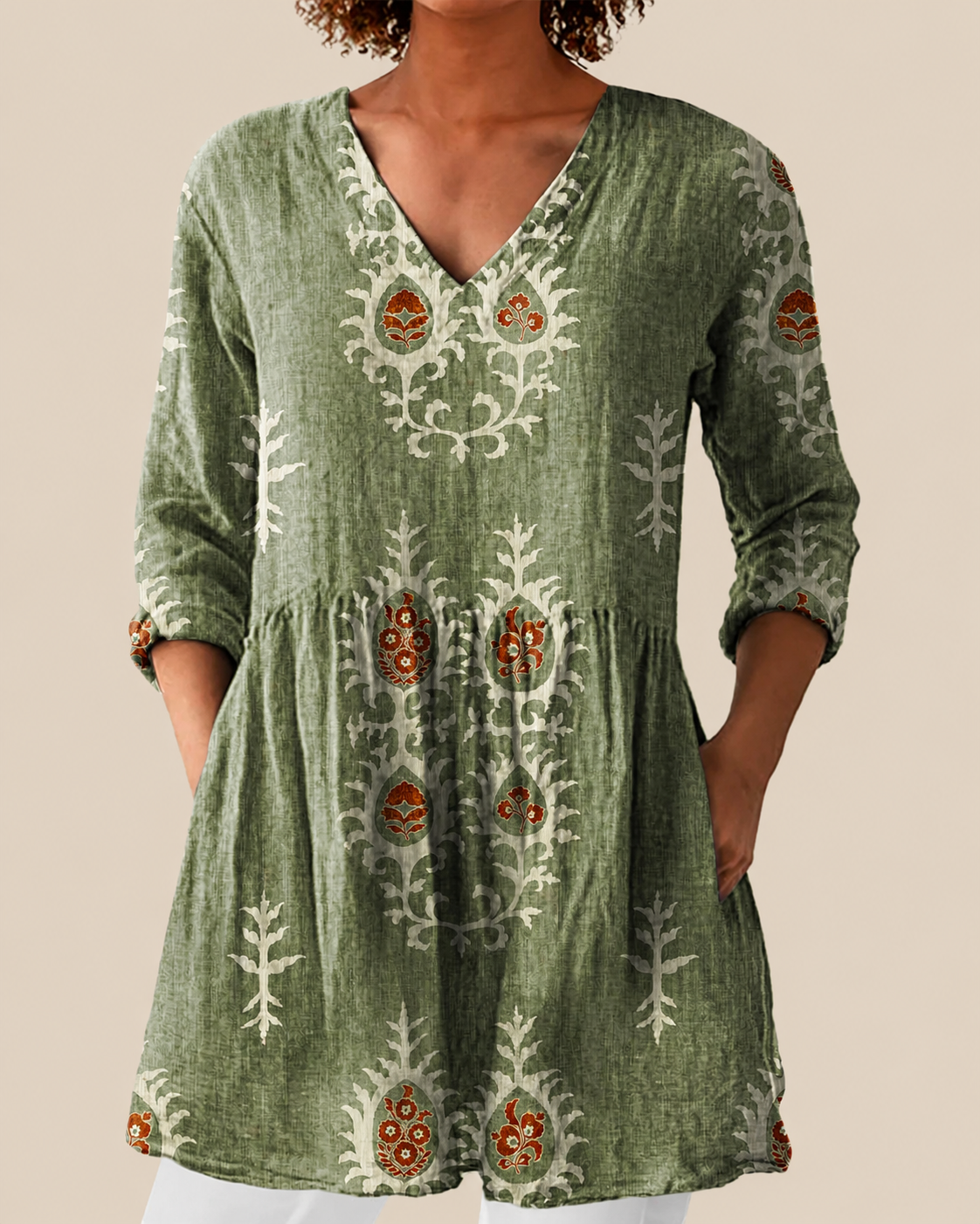 Savenora | Lange Bluse mit ausdrucksstarkem Muster
