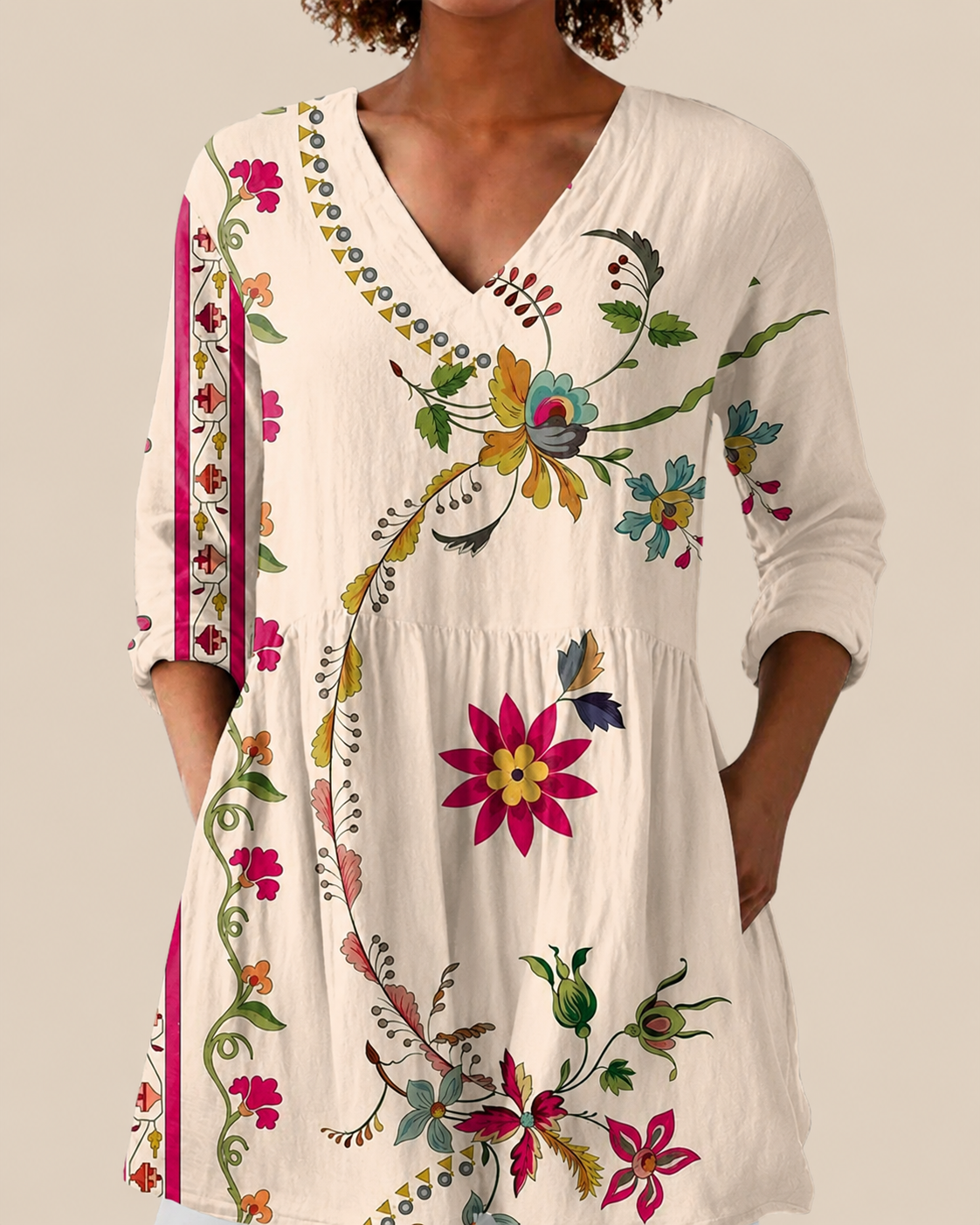 Savenora | Lange Bluse mit ausdrucksstarkem Muster