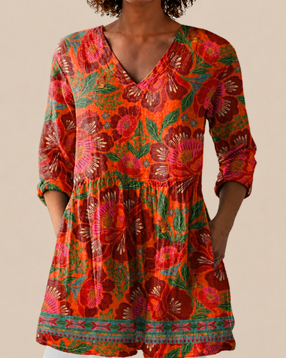 Savenora | Lange Bluse mit ausdrucksstarkem Muster