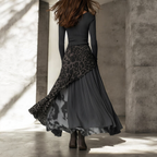 Fena™ - Langes Kleid mit Leopardenmuster-Details