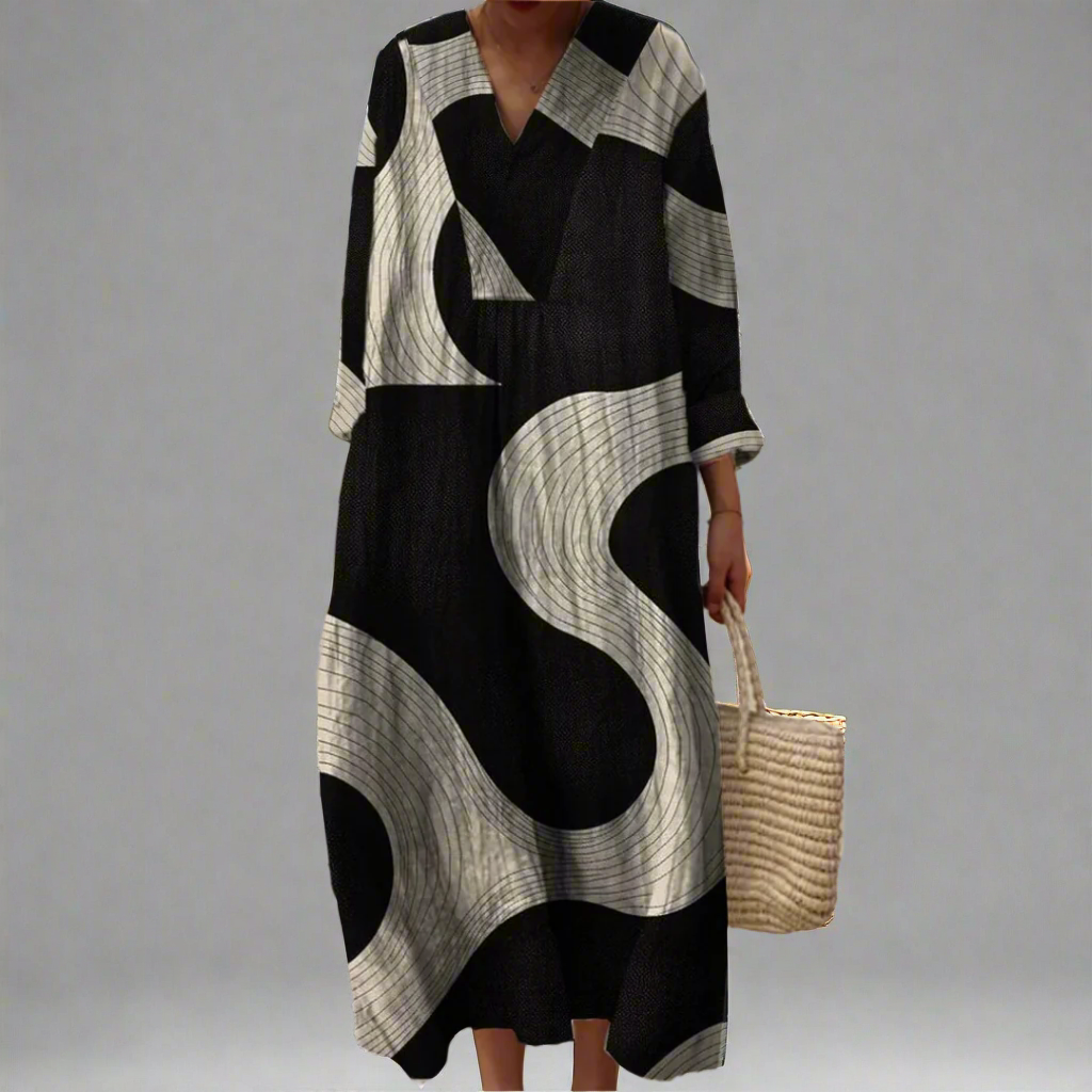 Claudine™ - Abstraktes Maxi-Kleid mit Fließendem Design