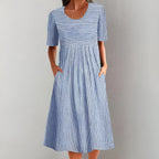 Aquelle™ - Stilvolles Midikleid mit maritimem Streifenmuster