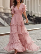 Zoe | Elegantes Maxikleid in Hellrosa für Hochzeiten