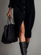Jessy™ – Stilvolles Midikleid aus weichem Cord mit praktischen Brusttaschen