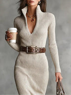 Ayesha™ - Elegantes Rippstrickkleid