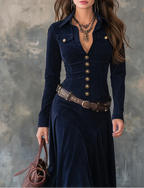 Robie™ – Elegantes Maxikleid in luxuriöser Wildleder-Optik mit passendem Gürtel