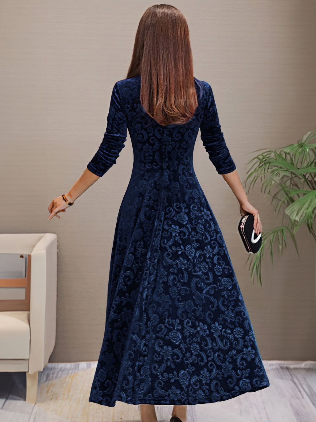 Anny™ - Elegantes Samtkleid mit V-Ausschnitt für festliche Anlässe