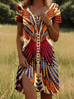 Isla™ – Kleid mit Rundhalsausschnitt und indisch inspiriertem Muster