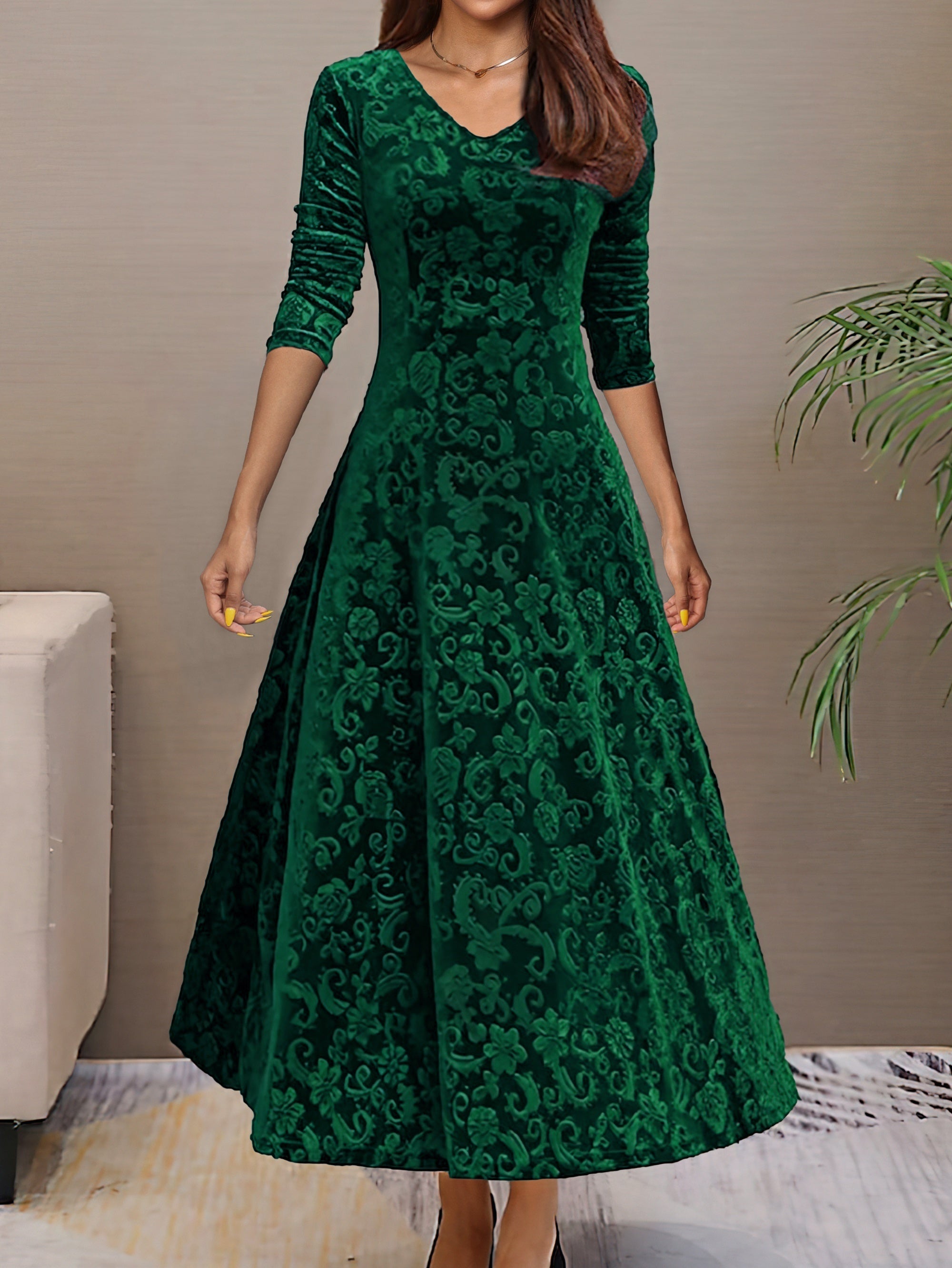 Anny™ - Elegantes Samtkleid mit V-Ausschnitt für festliche Anlässe