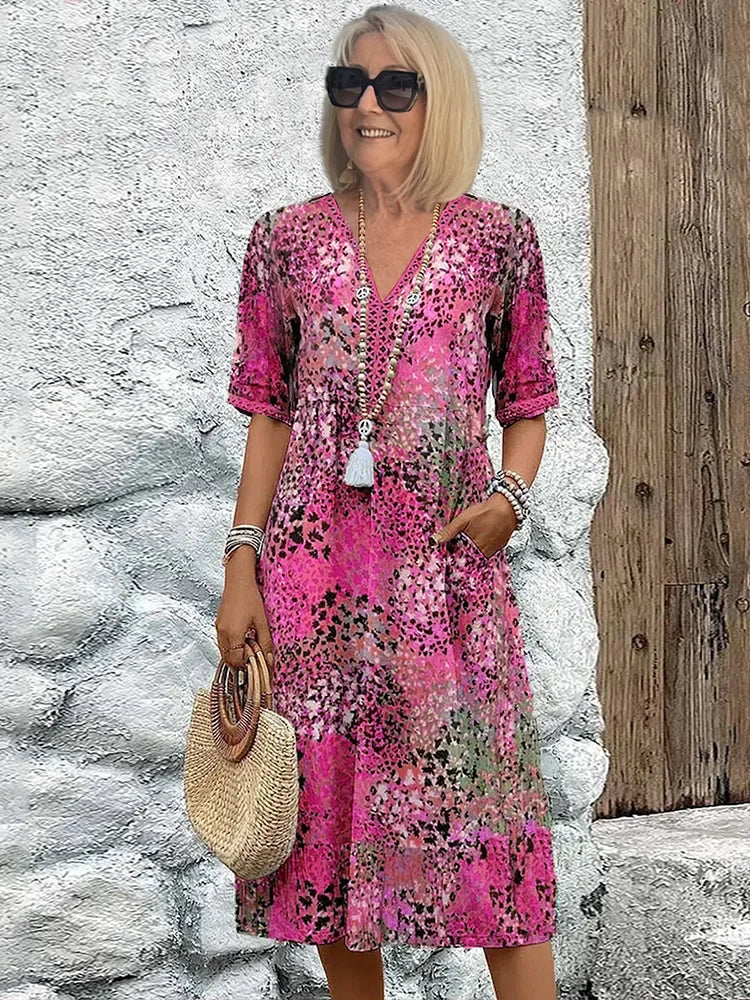 Sommerfeld | Luftiges Midikleid mit V-Ausschnitt