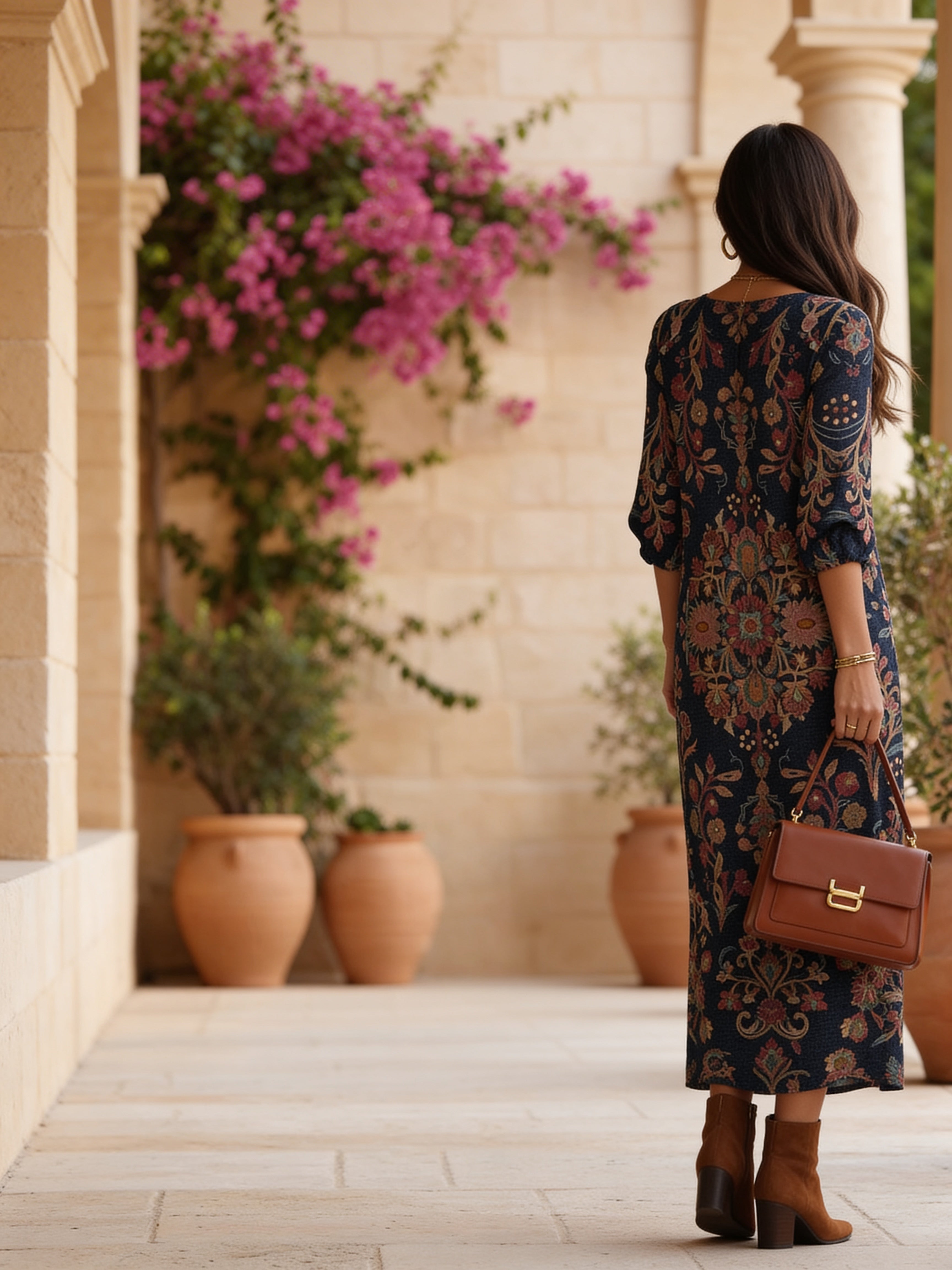 Savenora | Langes Ethno-Kleid mit Bohemian-Print
